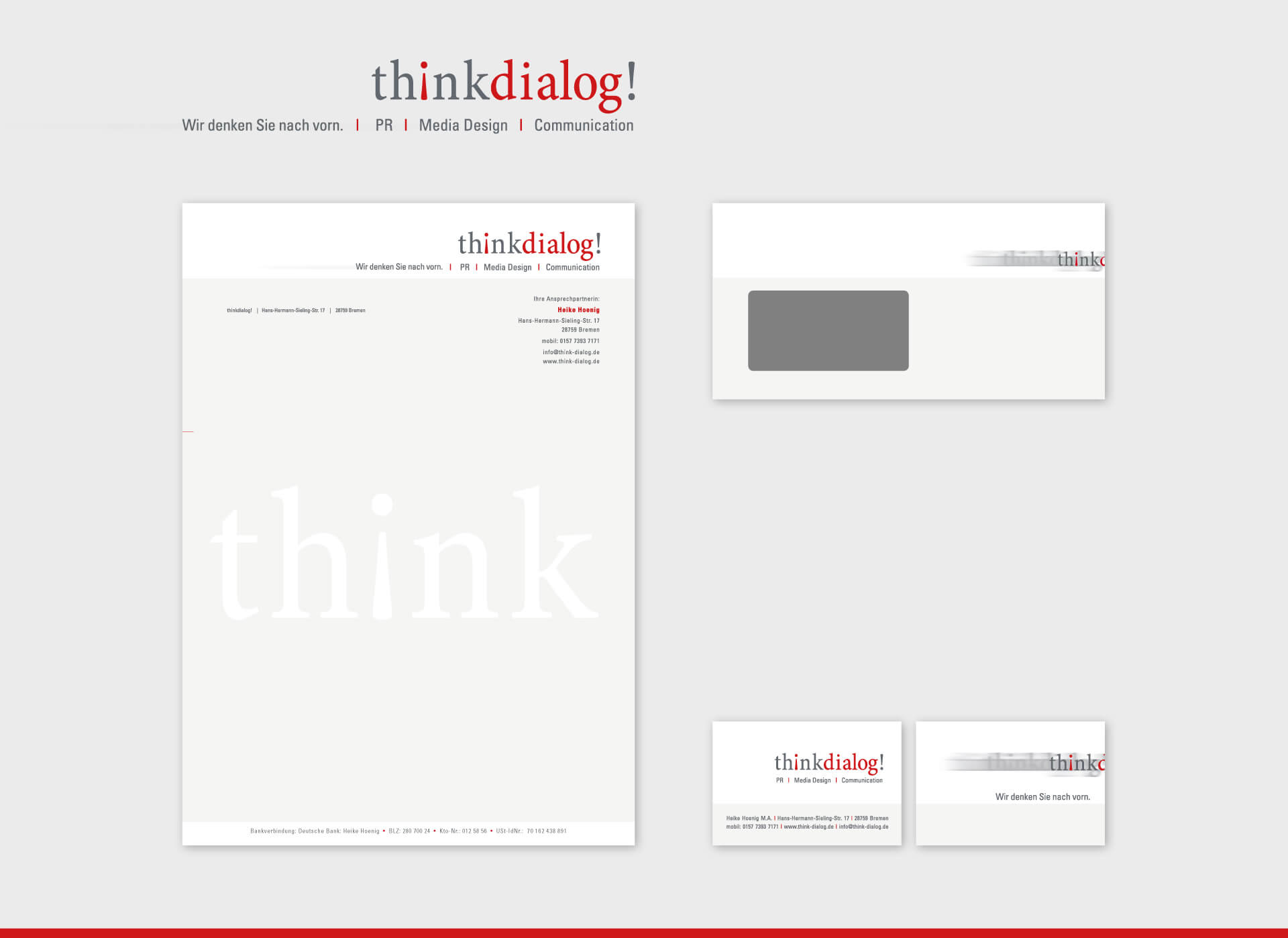 think dialog Briefpapier Briefumschlag Visitenkarte